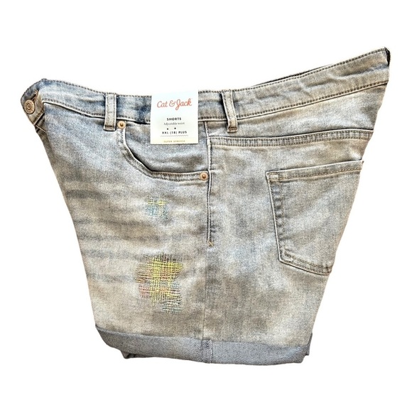 NEW Cat & Jack Adjustable Waist Super Stretch Embroidered Jean Shorts Sz XXL - Picture 4 of 8